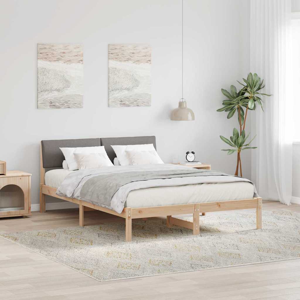 Bettgestell Braun und Taupe 140 x 200 cm Massivholz Kiefer