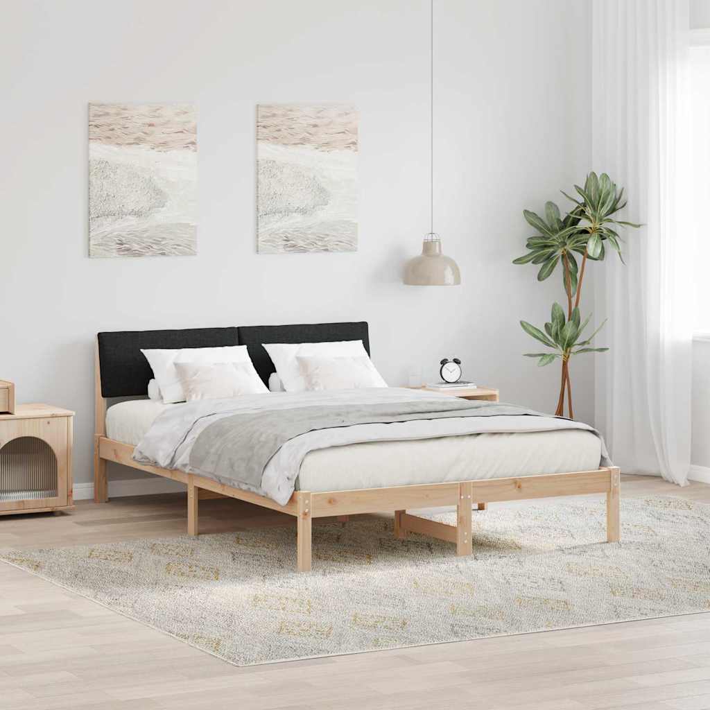 Bettgestell Braun und Schwarz 140 x 190 cm Massivholz Kiefer