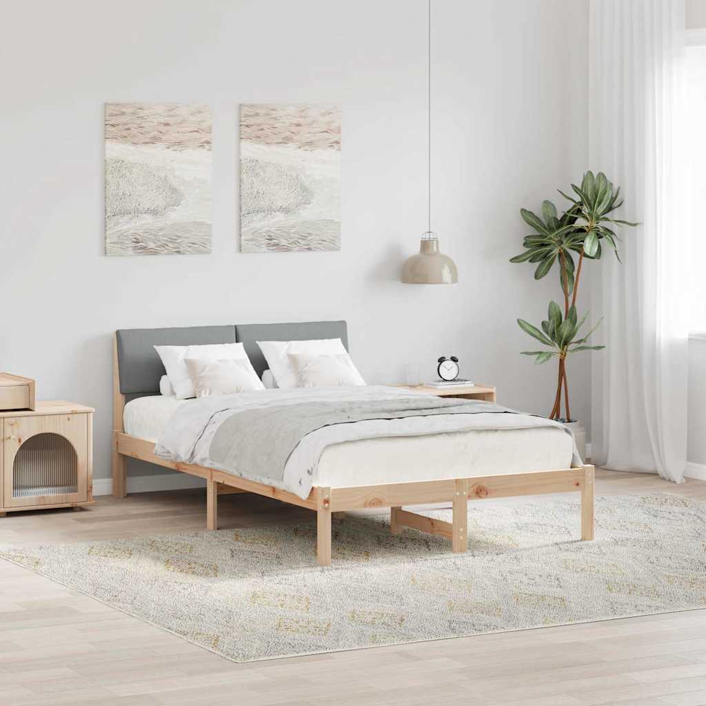 Bettgestell Braun und hellgrau 120 x 190 cm Massivholz Kiefer