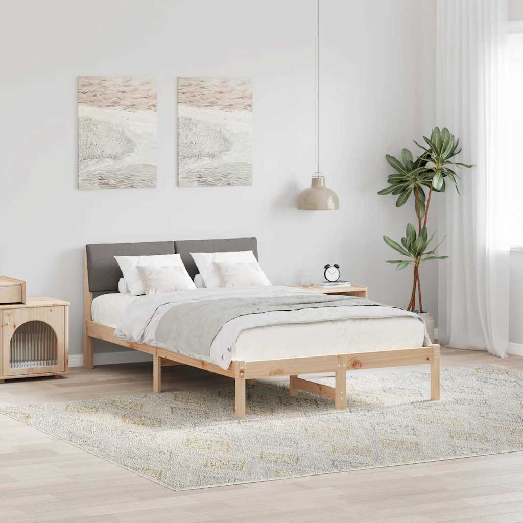 Bettgestell Braun und Taupe 120 x 190 cm Massivholz Kiefer