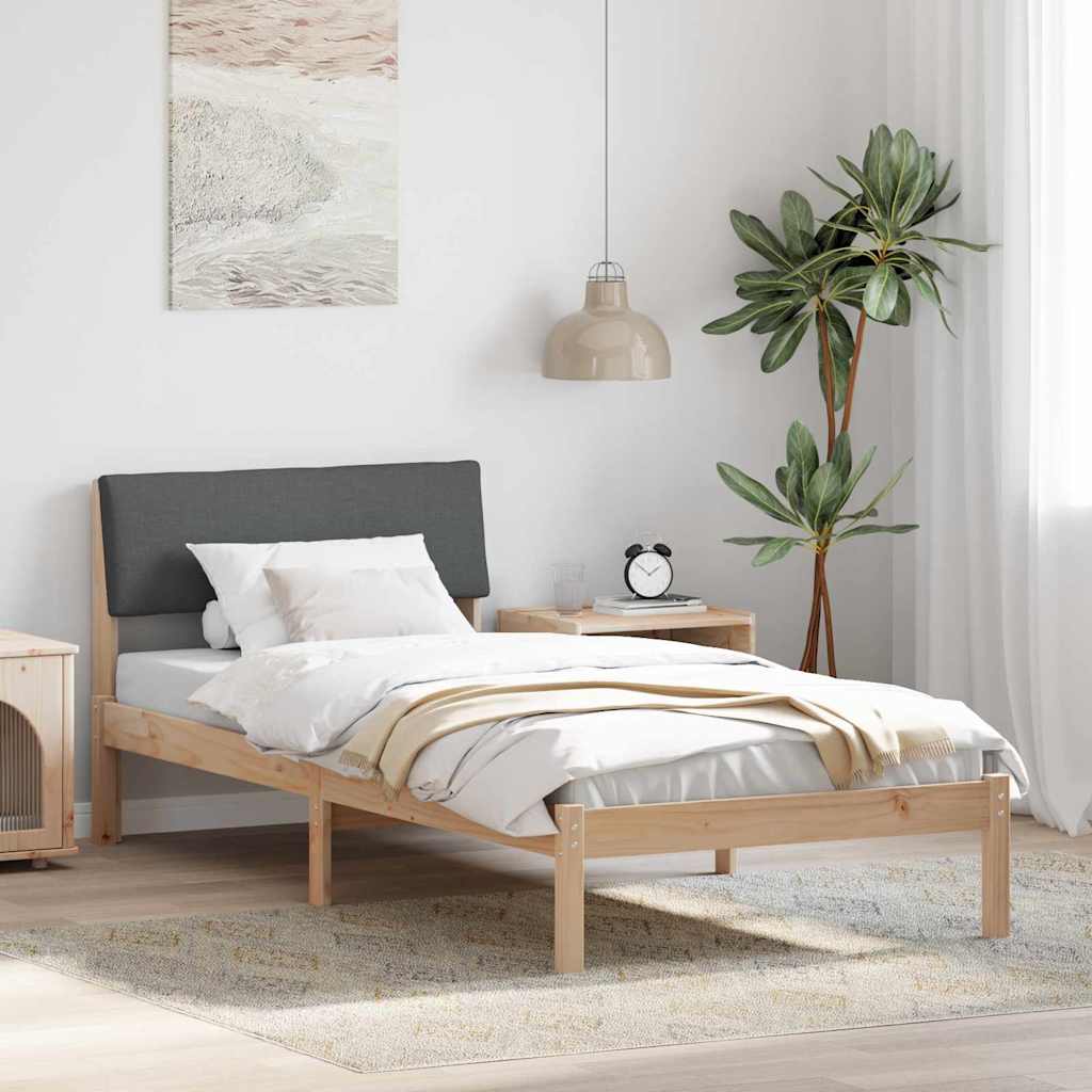 Bettgestell Braun und Dunkelgrau 100 x 200 cm Massivholz Kiefer