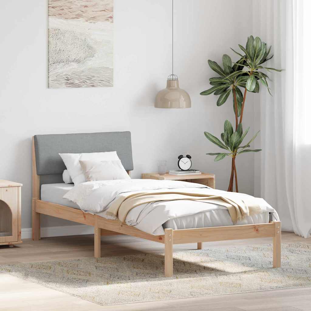 Bettgestell Braun und hellgrau 80 x 200 cm Massivholz Kiefer