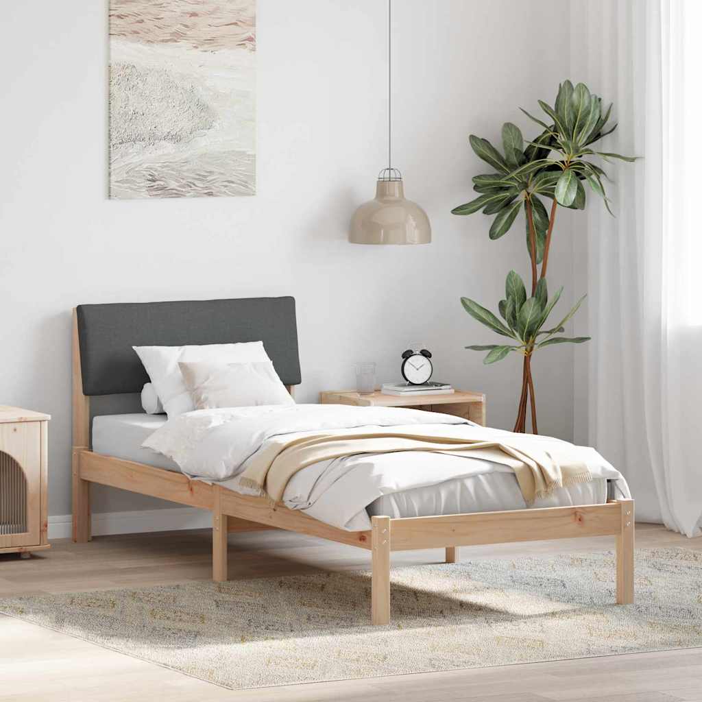 Bettgestell Braun und Dunkelgrau 80 x 200 cm Massivholz Kiefer