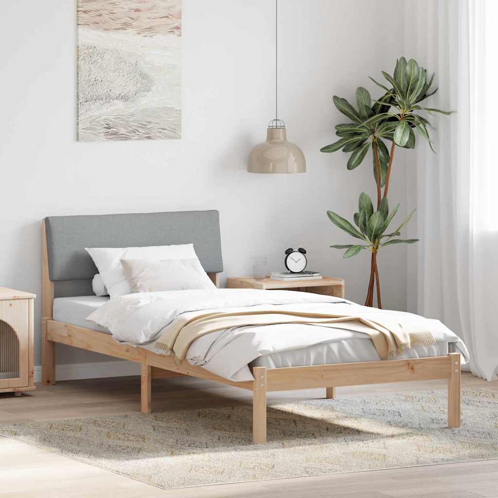Bettgestell Braun und hellgrau 90 x 190 cm Massivholz Kiefer