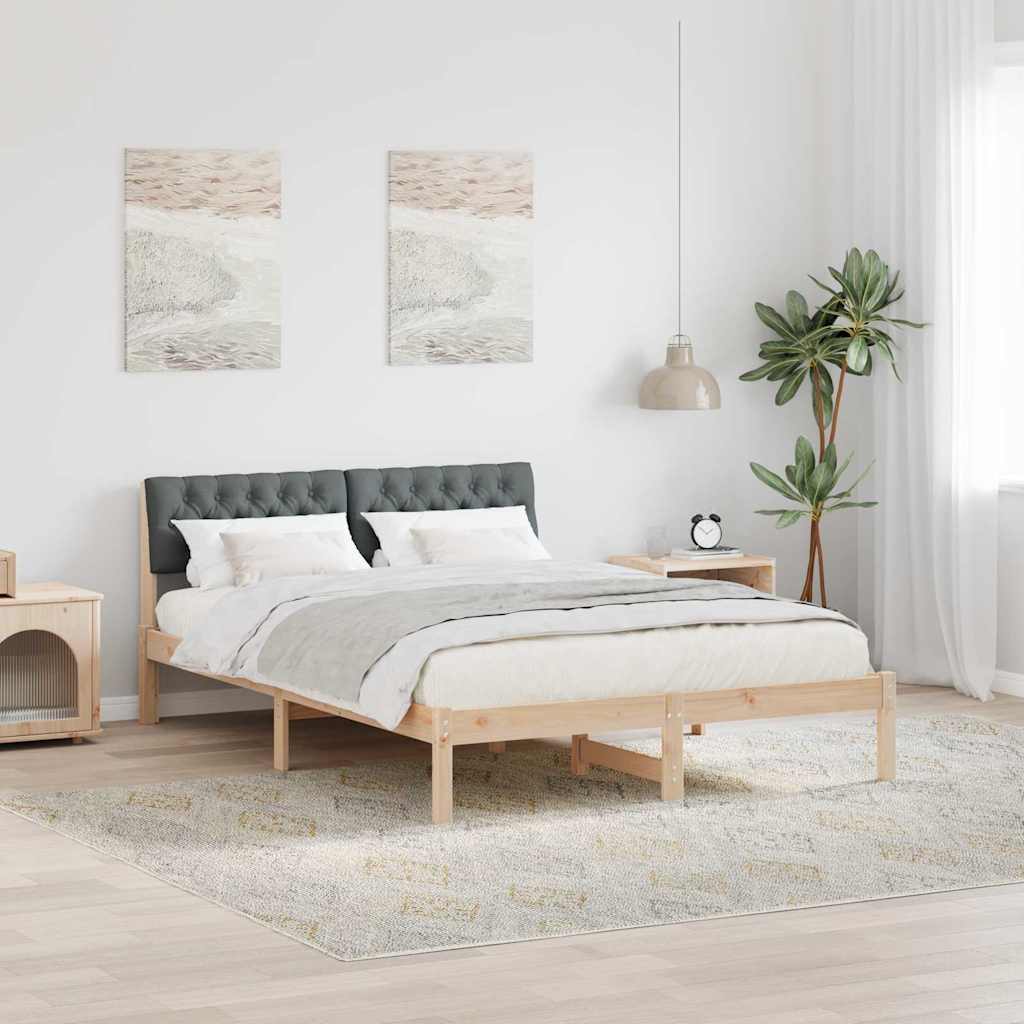 Bettgestell Braun und Dunkelgrau 140 x 200 cm Massivholz Kiefer