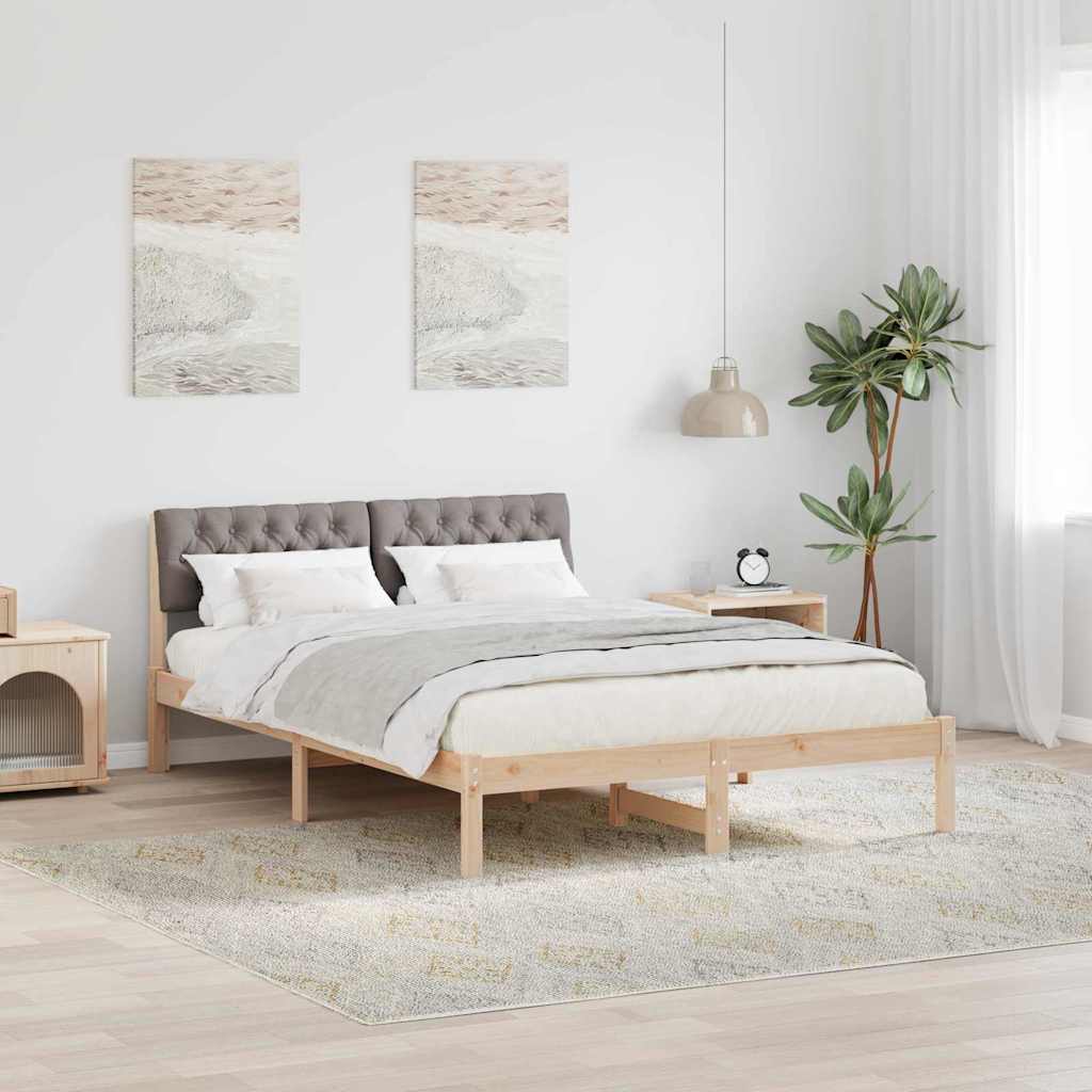 Bettgestell Braun und Taupe 140 x 190 cm Massivholz Kiefer