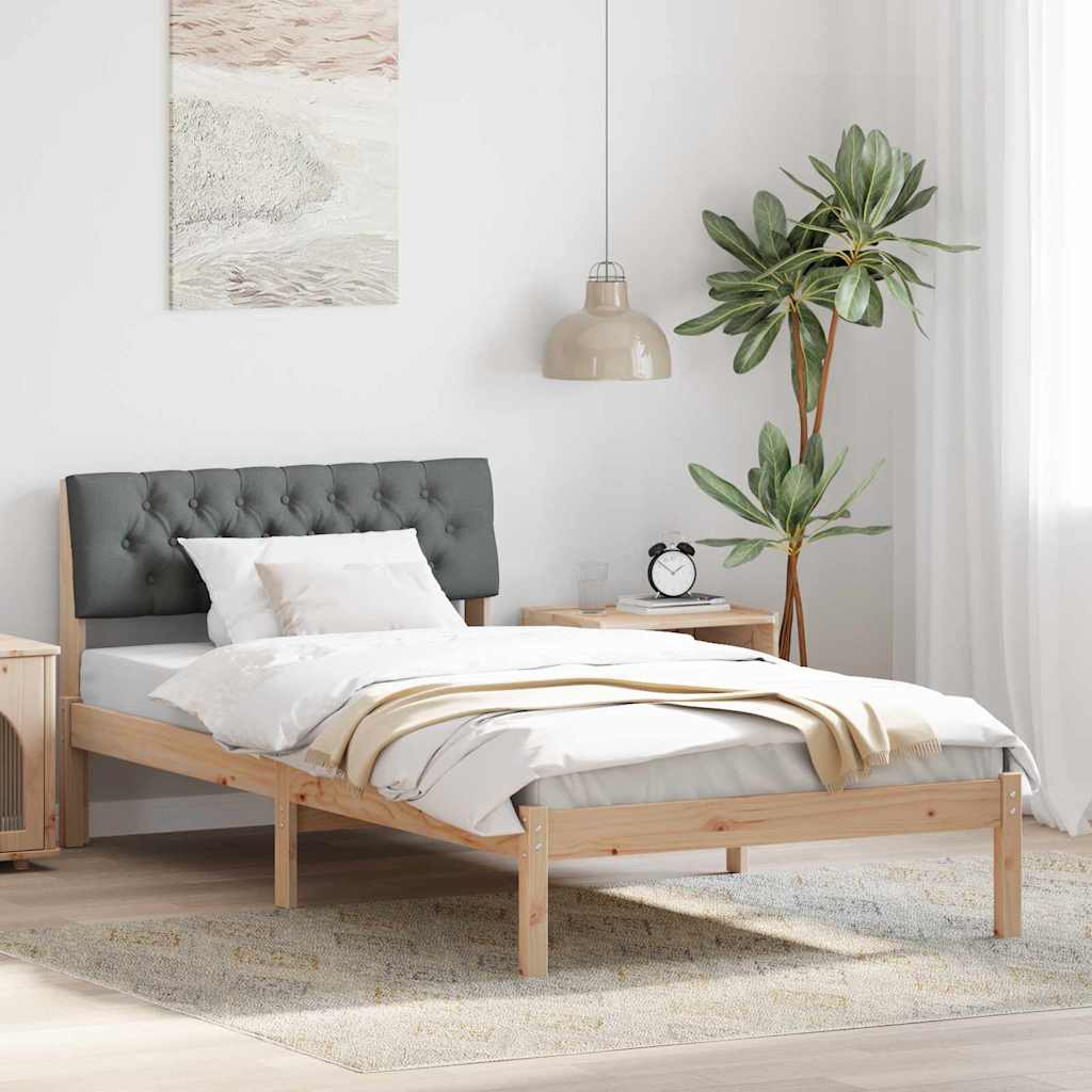 Bettgestell Braun und Dunkelgrau 100 x 200 cm Massivholz Kiefer