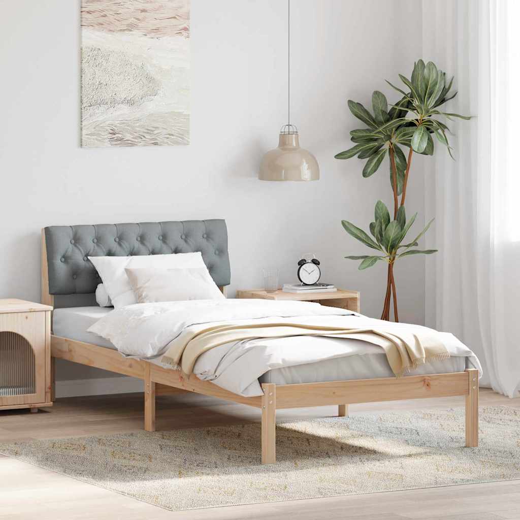 Bettgestell Braun und hellgrau 90 x 200 cm Massivholz Kiefer