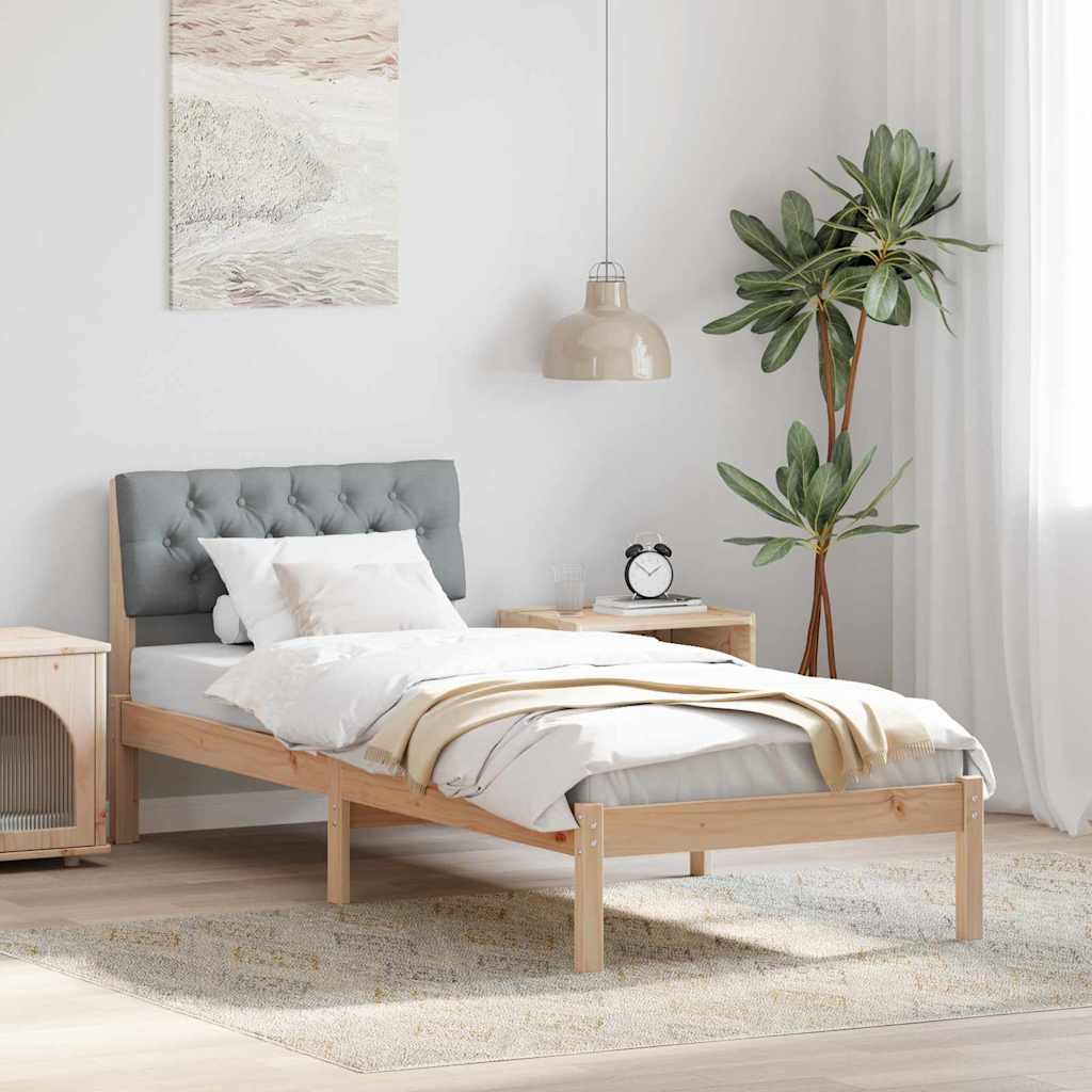 Bettgestell Braun und hellgrau 80 x 200 cm Massivholz Kiefer