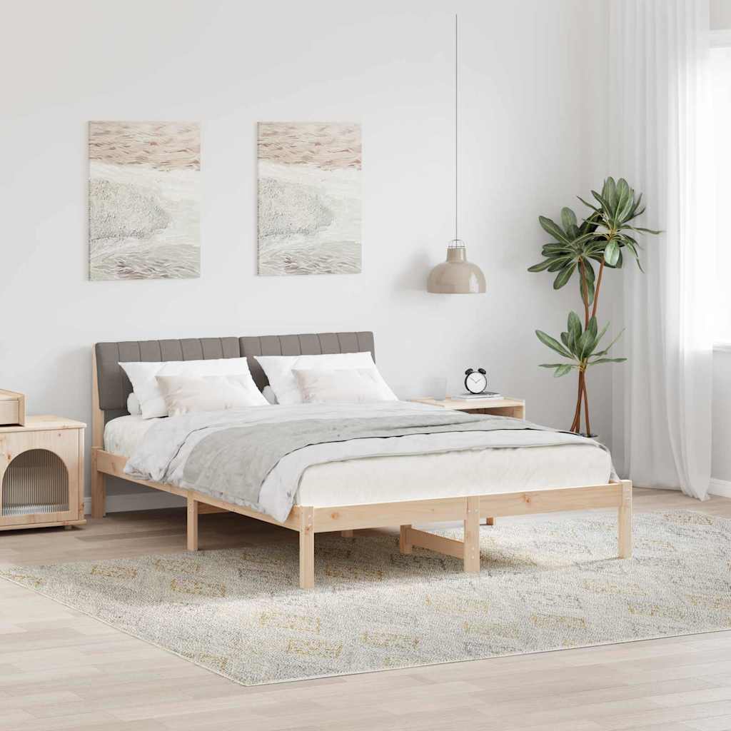 Bettgestell Braun und Taupe 135 x 190 cm Massivholz Kiefer