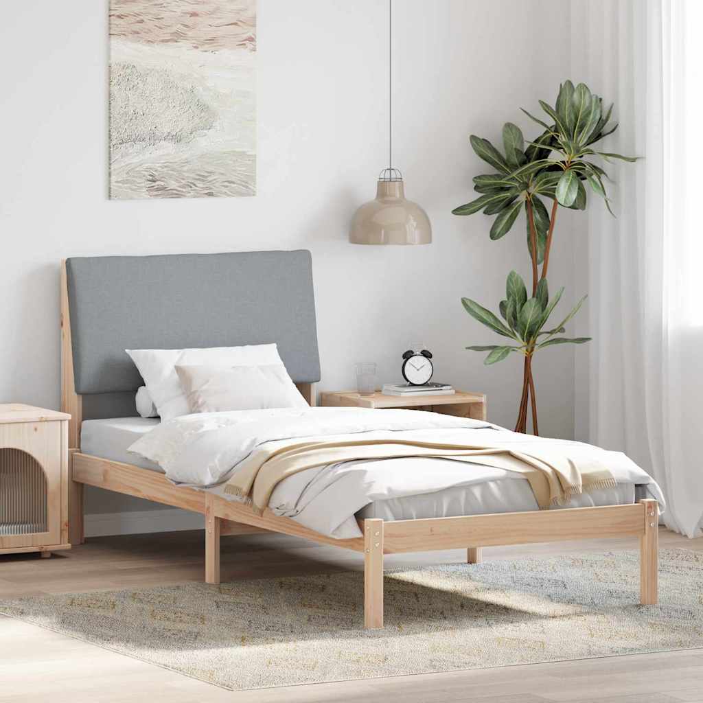 Bettgestell Braun und Hellgrau 100 x 200 cm Massivholz Kiefer