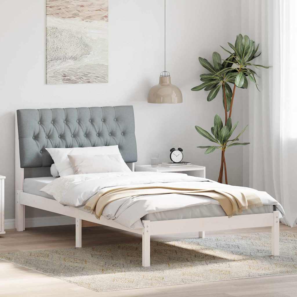 Bettgestell mit gepolstertem Kopfteil Weiß 100 x 200 cm