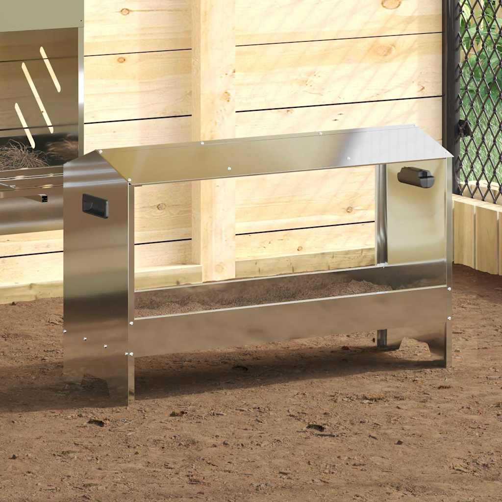 Hühnerfütterungsrinne Silber 81 x 32 x 53,5 cm Verzinkter Stahl