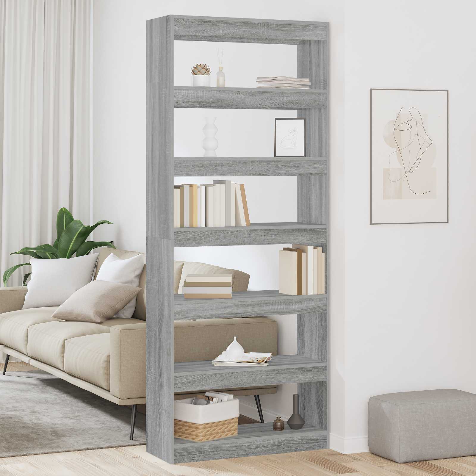 Bücherregal 6 Ebenen 80 x 30 x 198 cm Holzwerkstoff