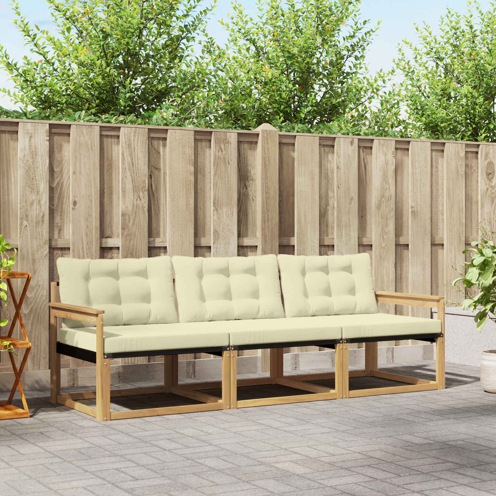 Outdoor-Sofagarnitur 3 stk. Weiß und Creme