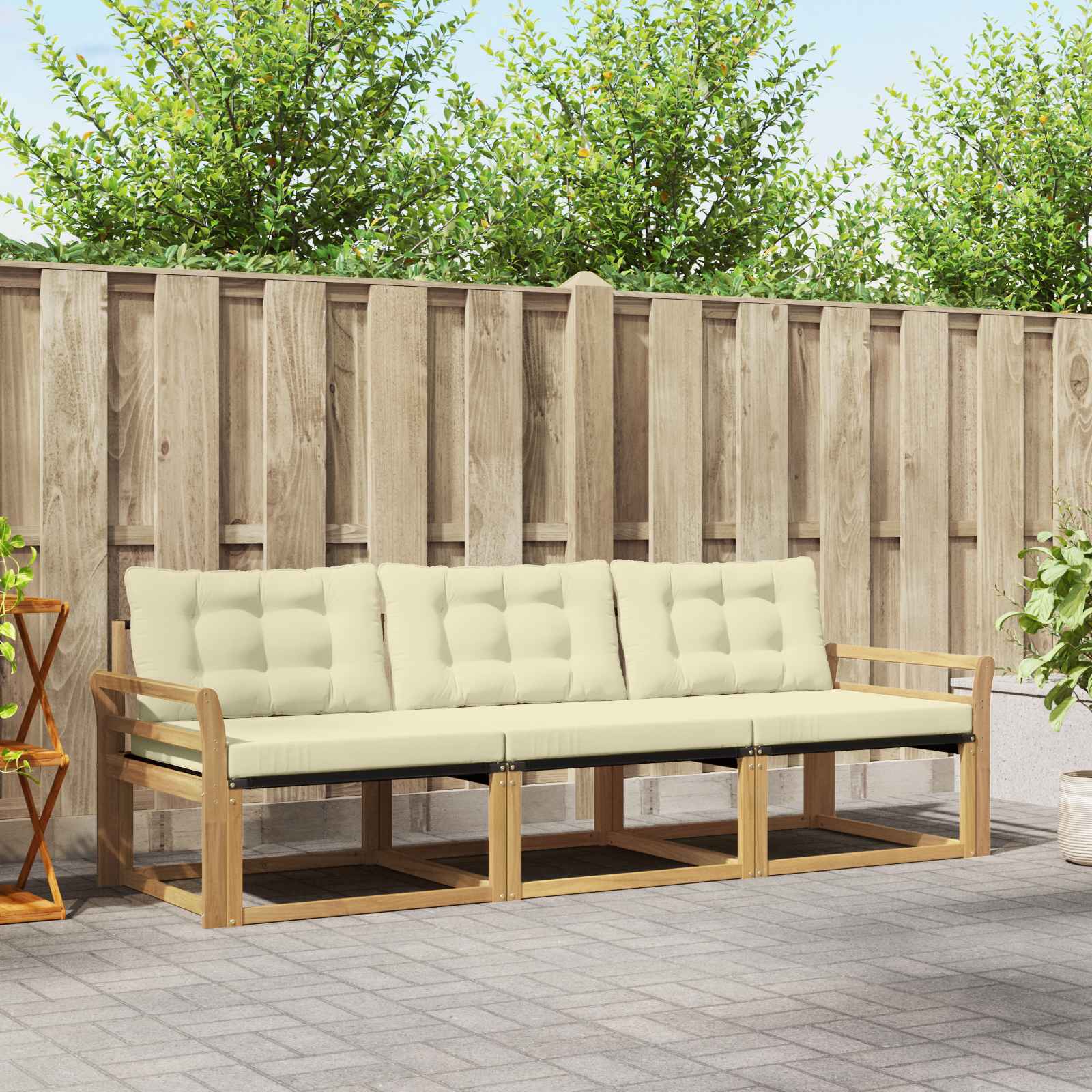 Outdoor-Sofagarnitur 3 stk. Weiß und Creme