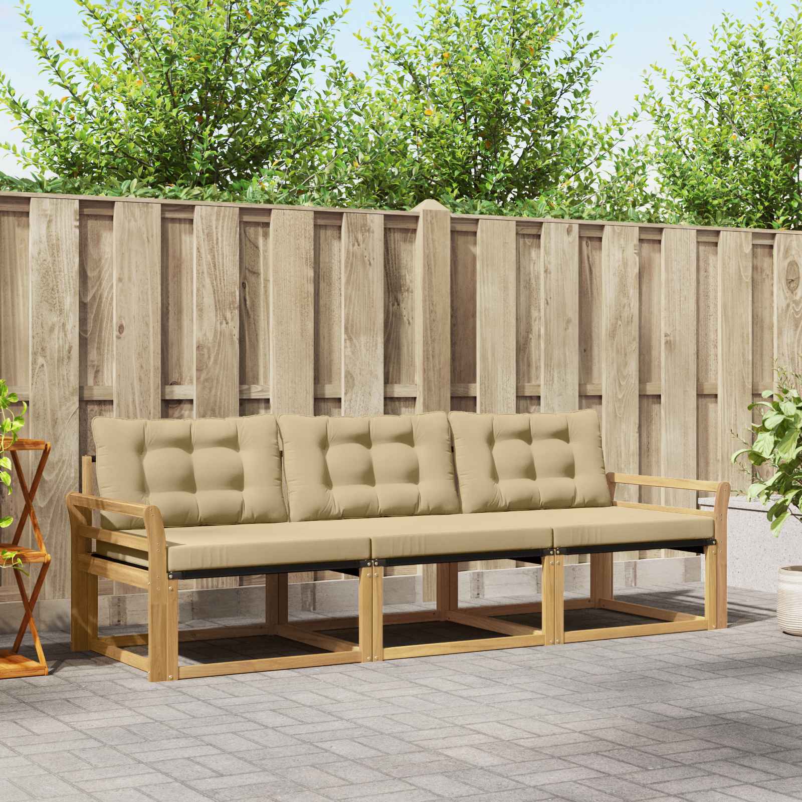 Outdoor-Sofagarnitur 3 stk. Weiß und Beige