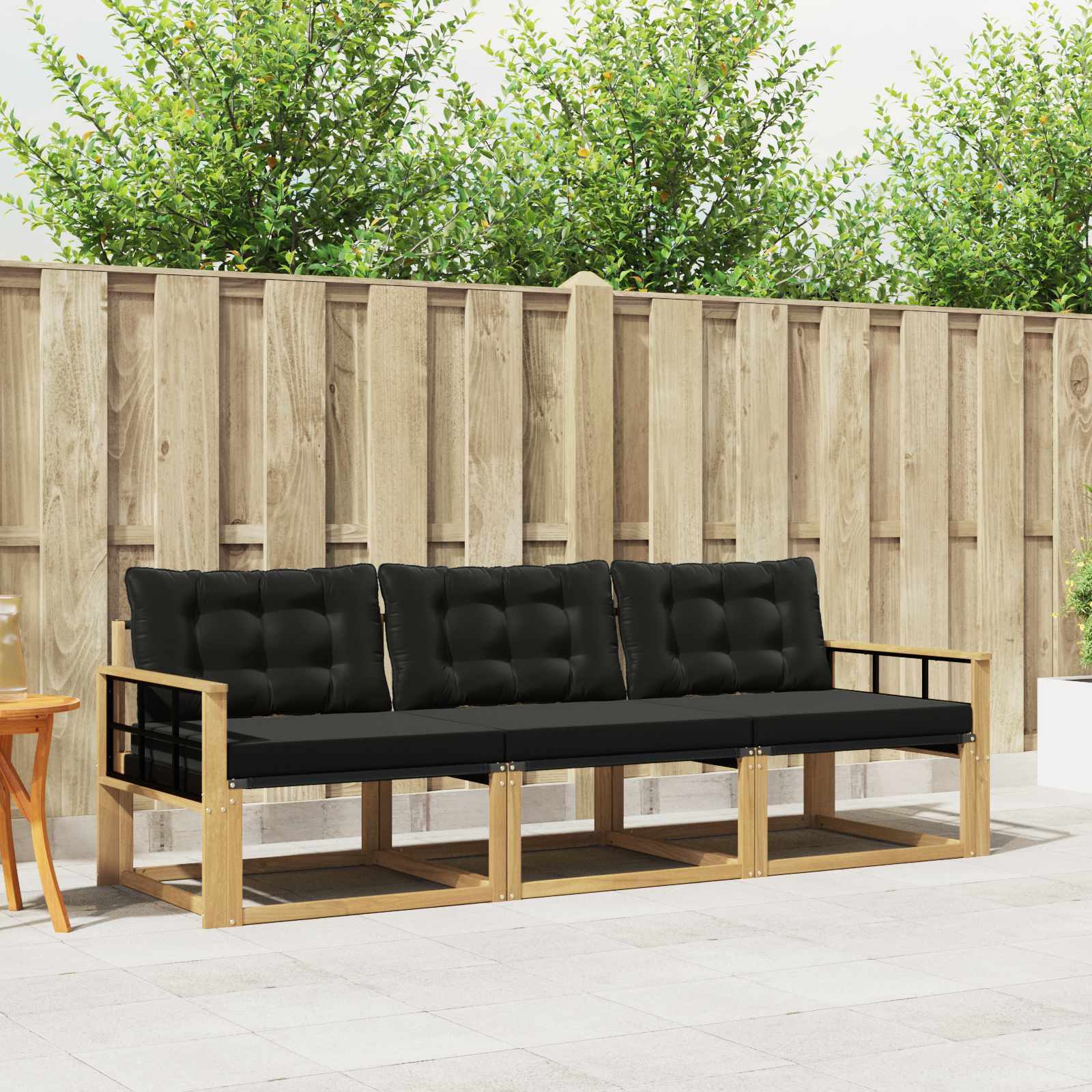 Outdoor-Sofagarnitur 3 stk. Weiß und Schwarz