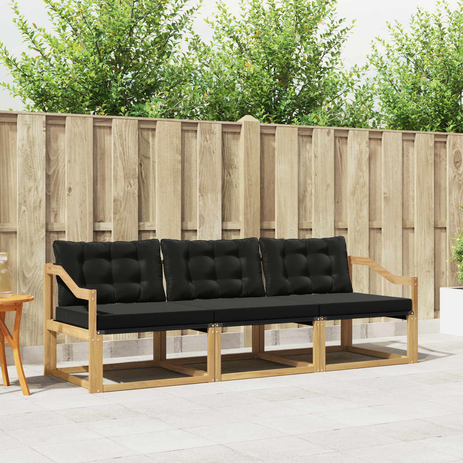 Outdoor-Sofagarnitur 3 stk. Weiß und Schwarz