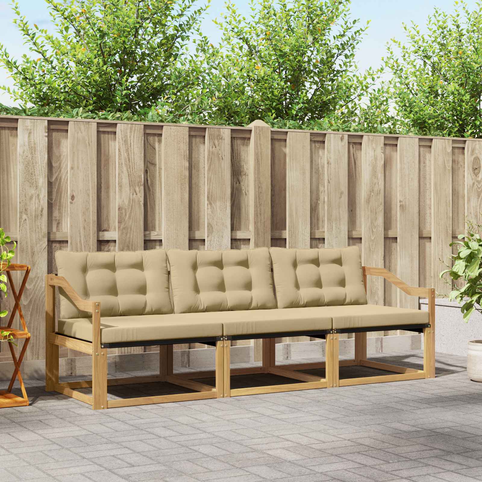 Outdoor-Sofagarnitur 3 stk. Weiß und Beige