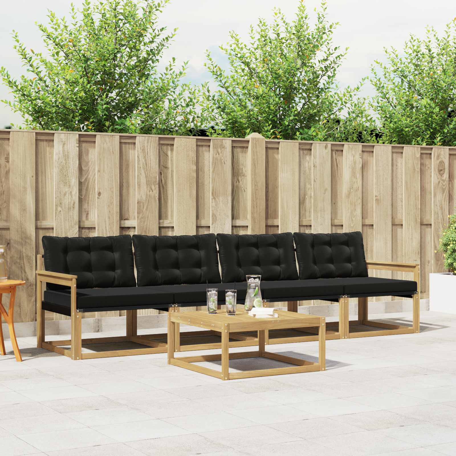 Outdoor-Sofagarnitur 5 stk. Weiß und Schwarz