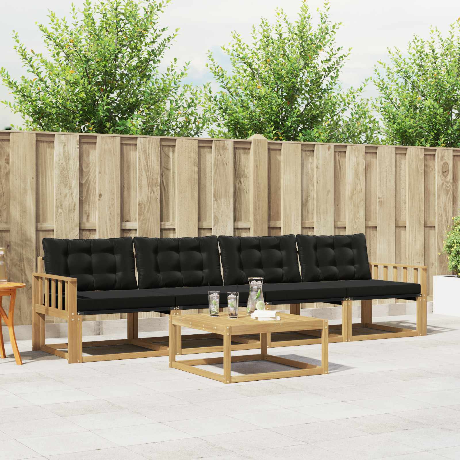 Outdoor-Sofagarnitur 5 stk. Weiß und Schwarz