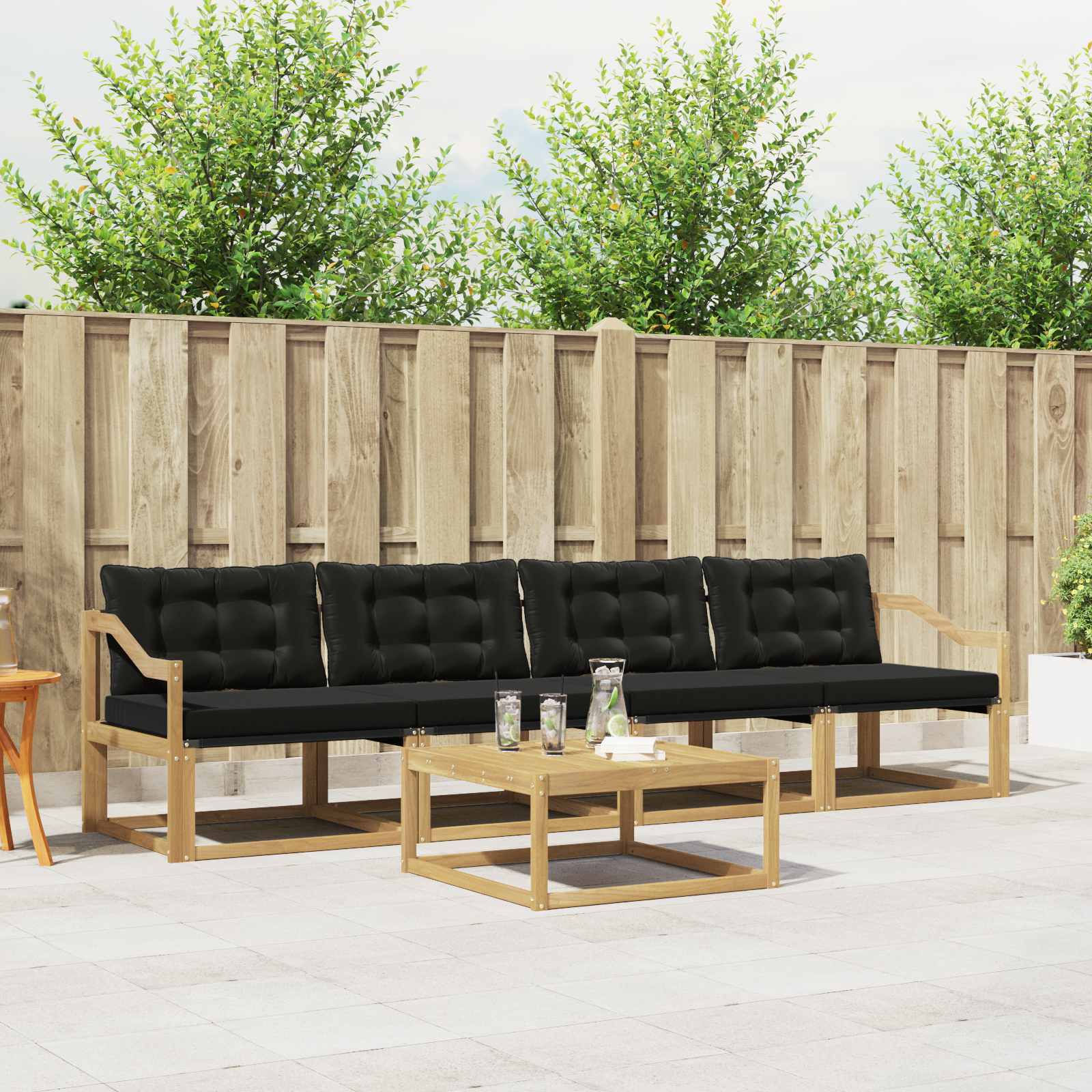 Outdoor-Sofagarnitur 5 stk. Weiß und Schwarz