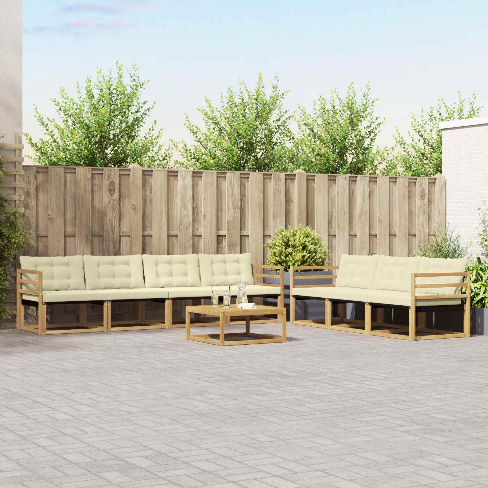 Outdoor-Sofagarnitur 8 stk. Weiß und Creme