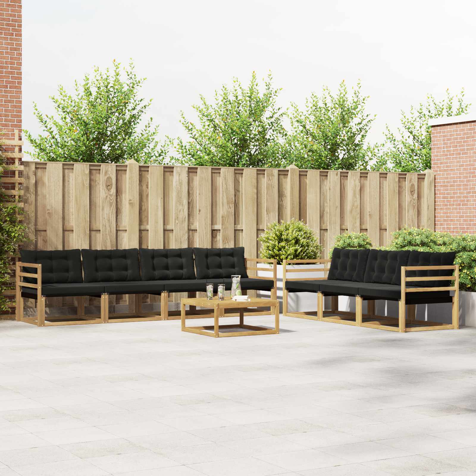 Outdoor-Sofagarnitur 8 stk. Weiß und Schwarz