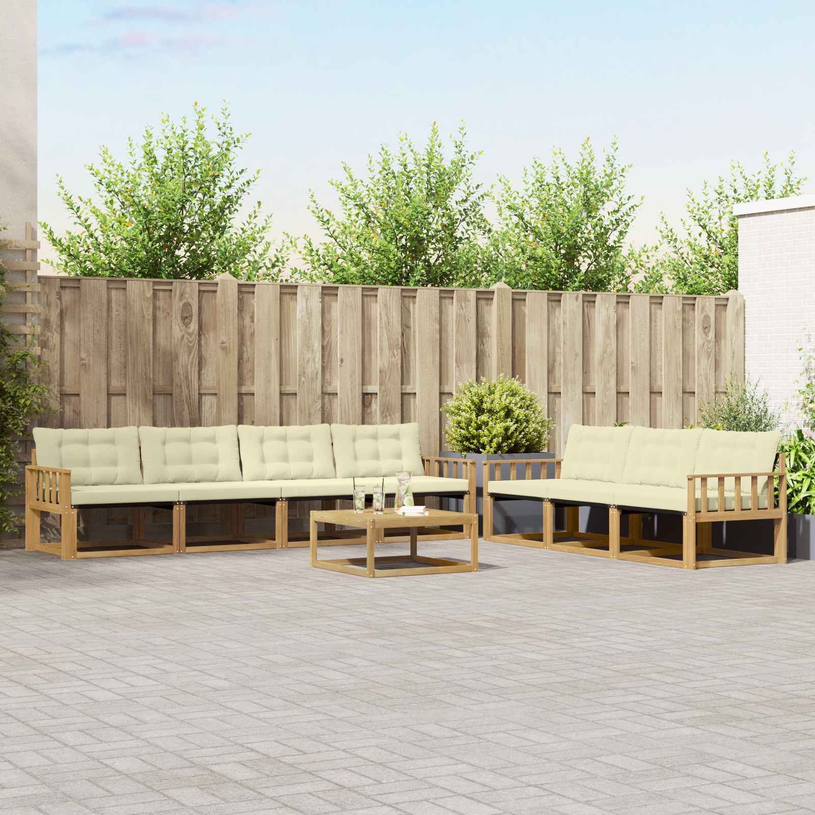 Outdoor-Sofagarnitur 8 stk. Weiß und Creme