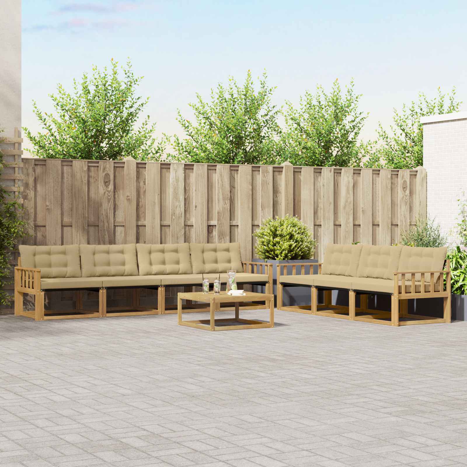 Outdoor-Sofagarnitur 8 stk. Weiß und Beige