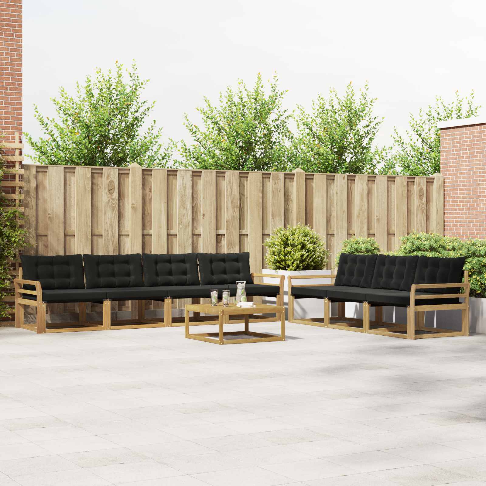 Outdoor-Sofagarnitur 8 stk. Weiß und Schwarz