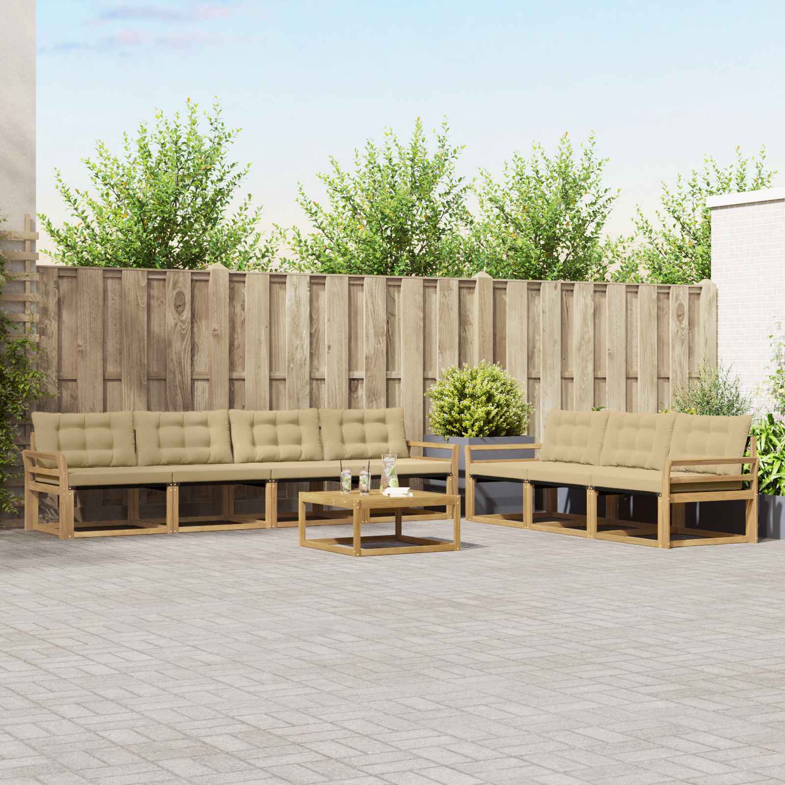 Outdoor-Sofagarnitur 8 stk. Weiß und Beige
