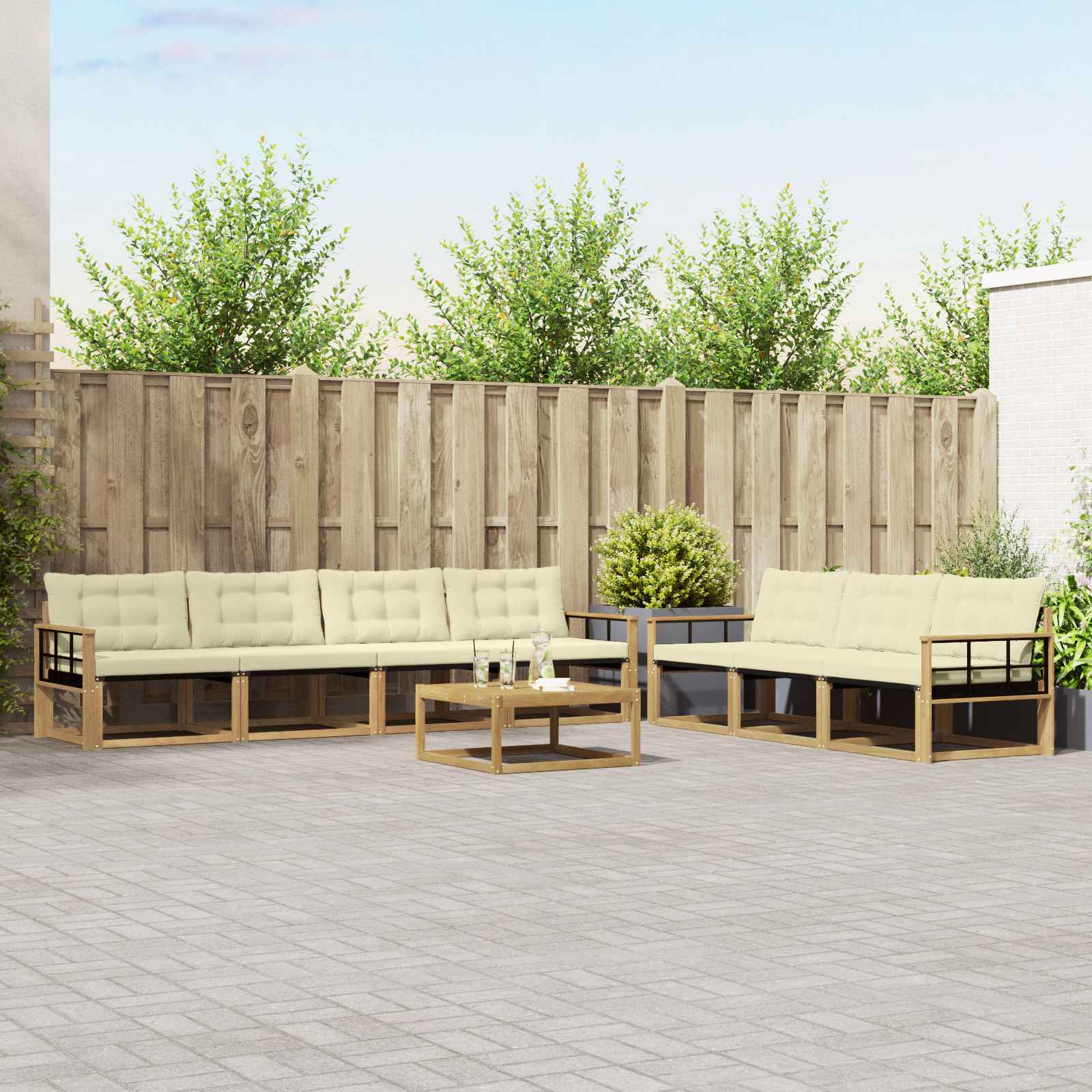 Outdoor-Sofagarnitur 8 stk. Weiß und Creme