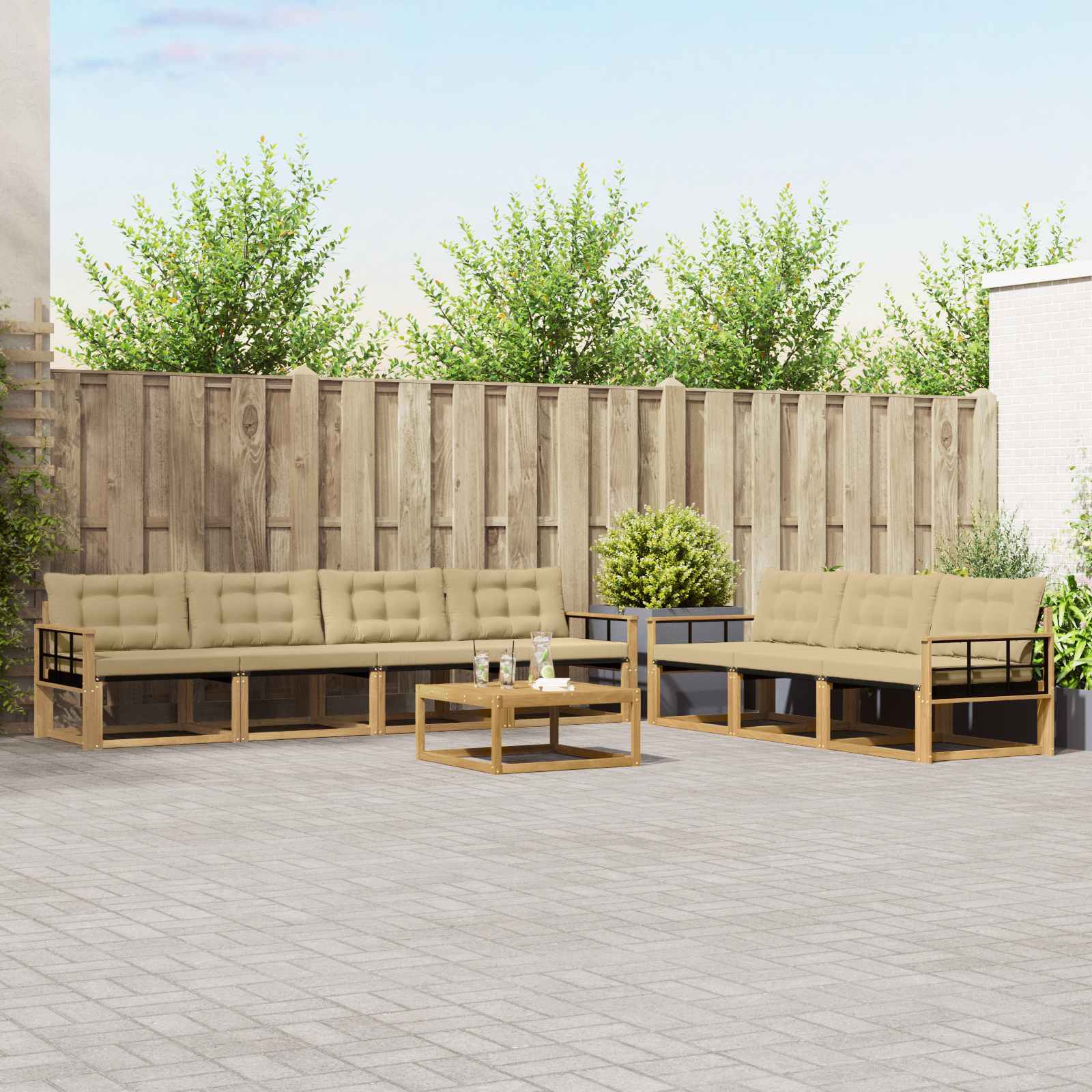 Outdoor-Sofagarnitur 8 stk. Weiß und Beige