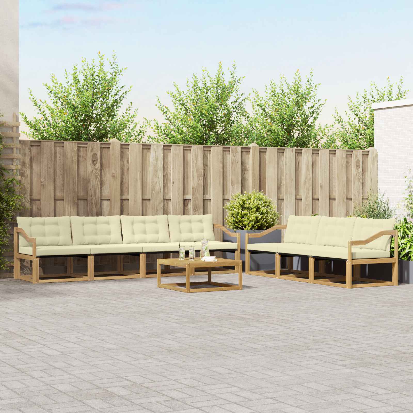 Outdoor-Sofagarnitur 8 stk. Weiß und Creme