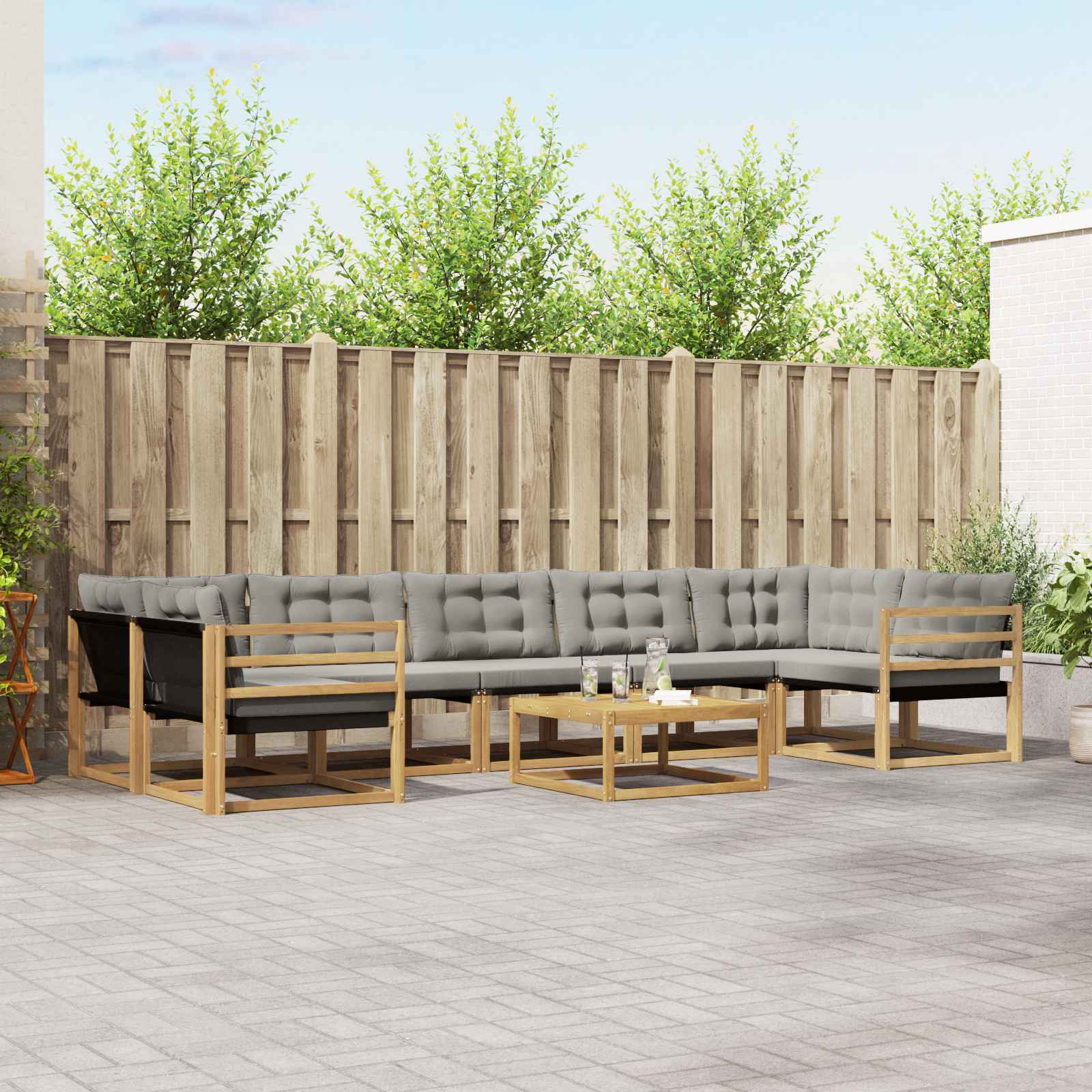 Outdoor-Sofagarnitur 8 stk. Weiß und Hellgrau