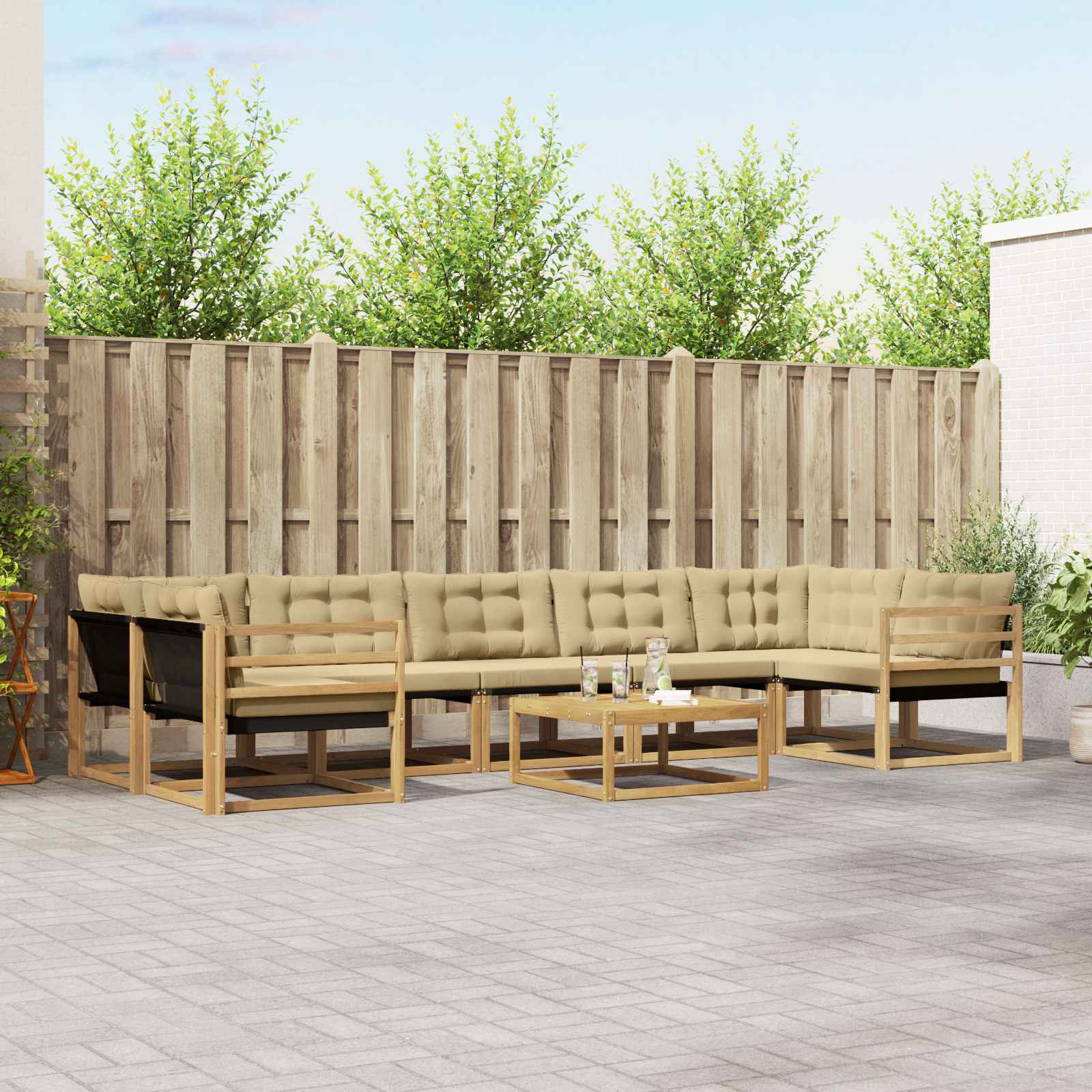 Outdoor-Sofagarnitur 8 stk. Weiß und Beige