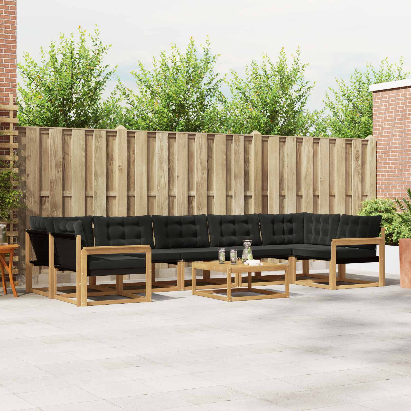 Outdoor-Sofagarnitur 8 stk. Weiß und Schwarz