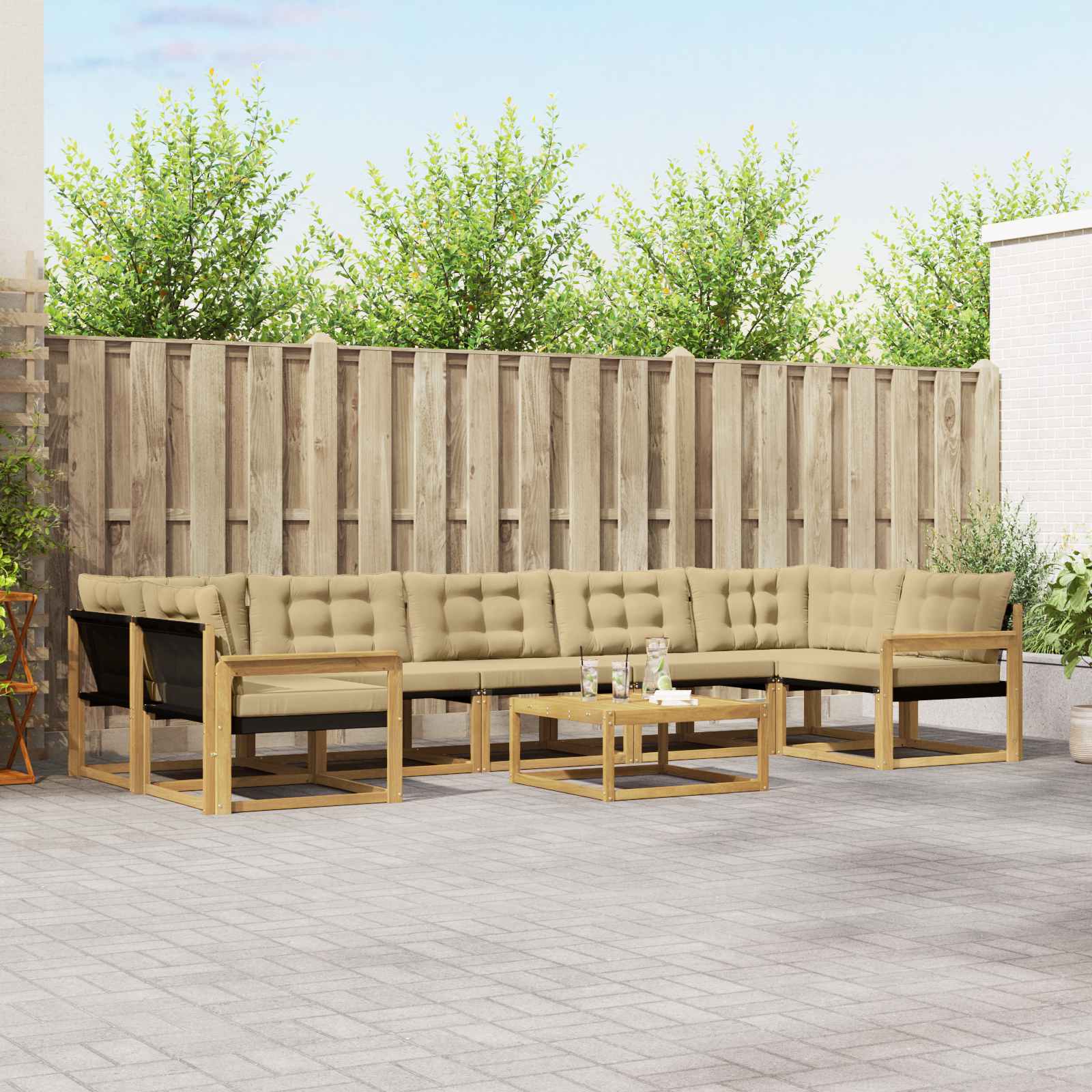 Outdoor-Sofagarnitur 8 stk. Weiß und Beige