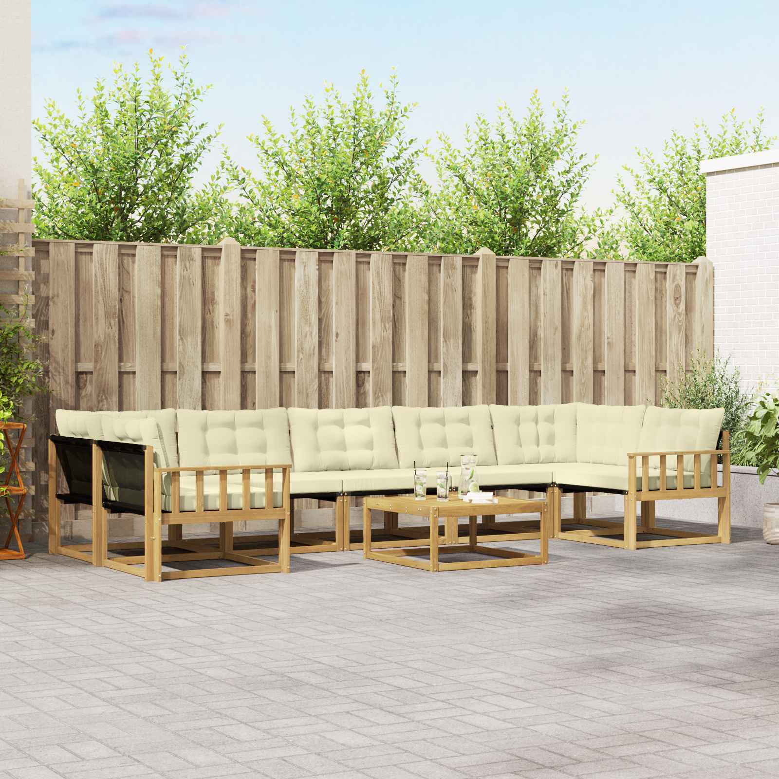 Outdoor-Sofagarnitur 8 stk. Weiß und Creme