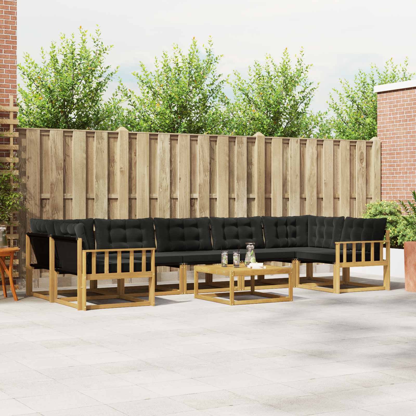 Outdoor-Sofagarnitur 8 stk. Weiß und Schwarz