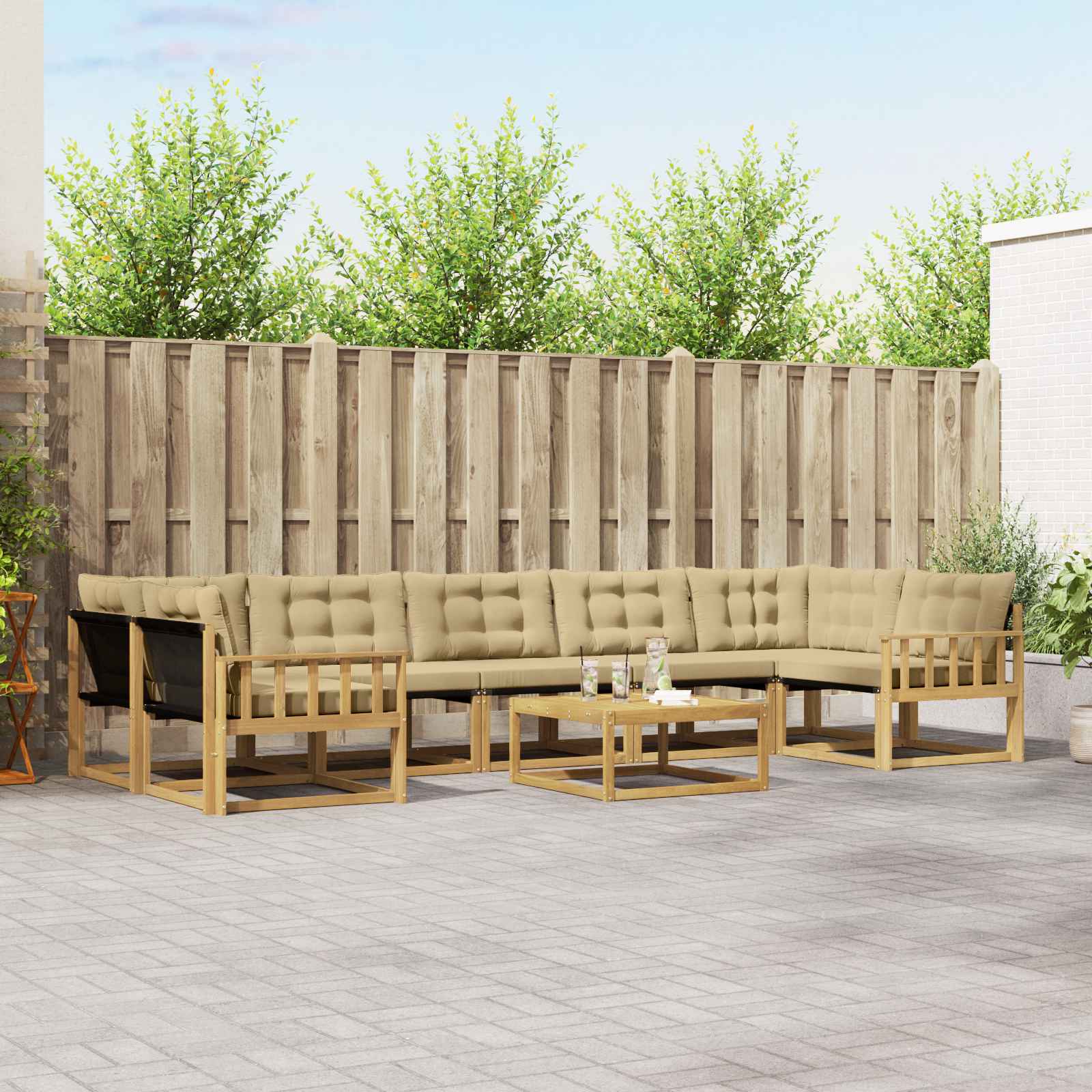 Outdoor-Sofagarnitur 8 stk. Weiß und Beige