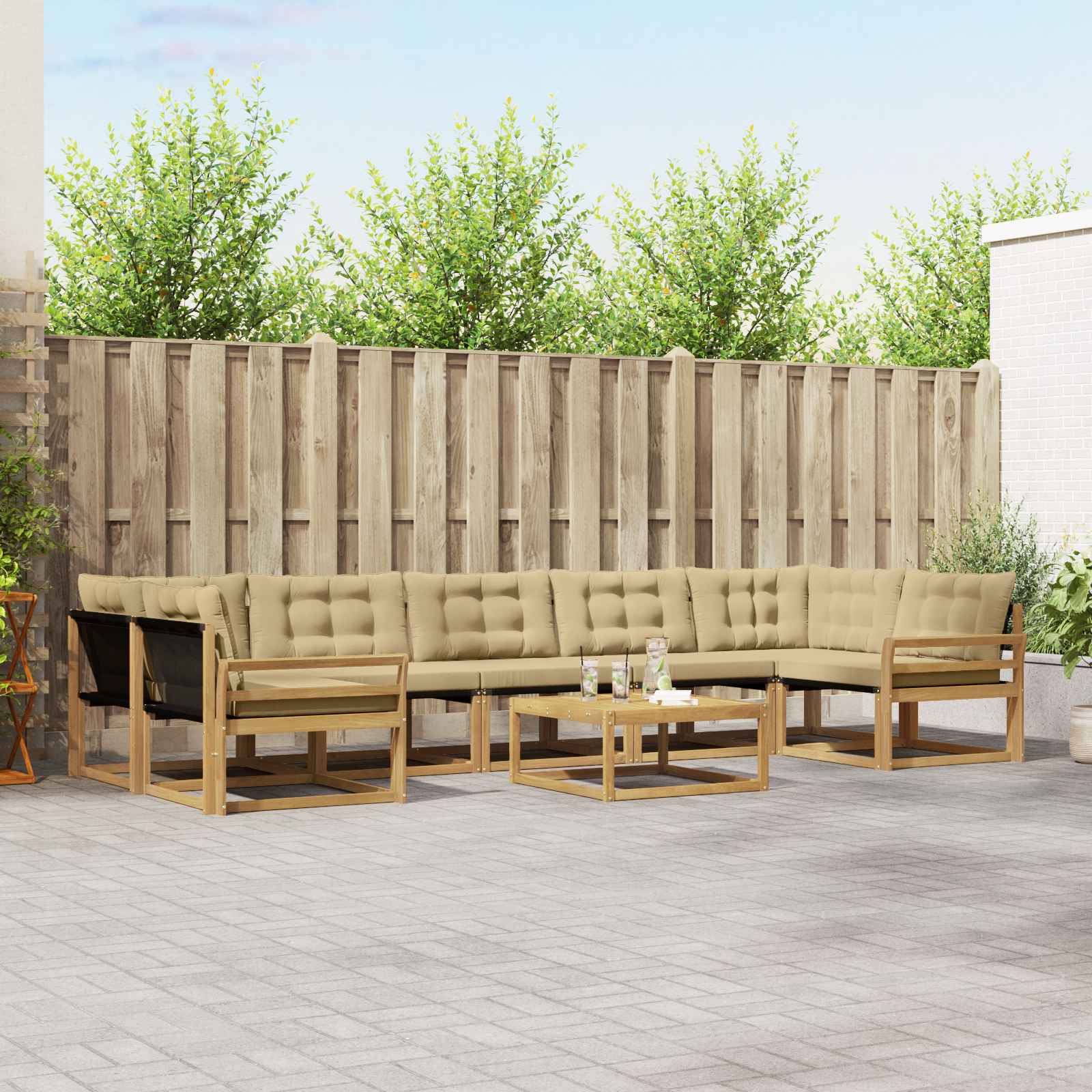 Outdoor-Sofagarnitur 8 stk. Weiß und Beige