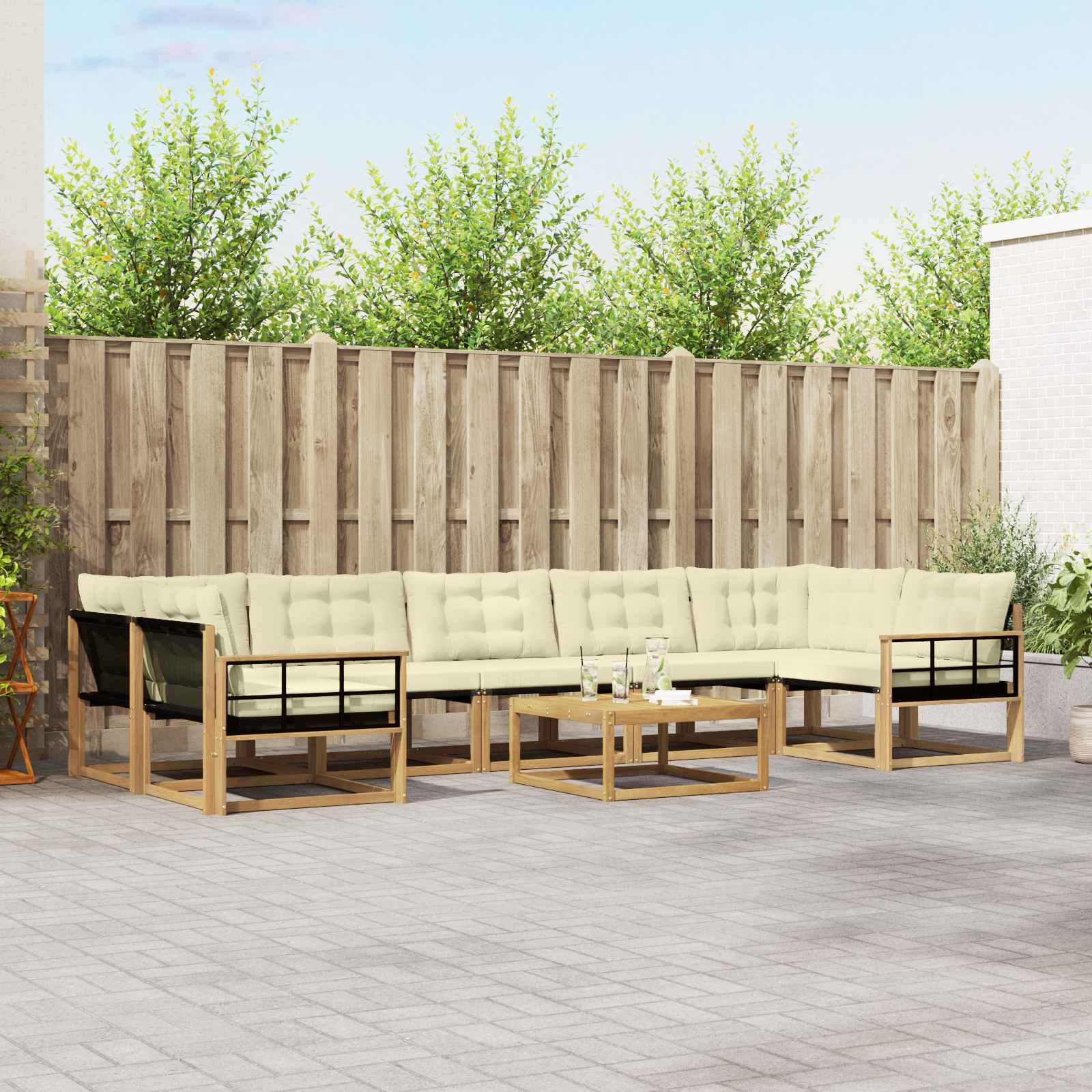 Outdoor-Sofagarnitur 8 stk. Weiß und Creme