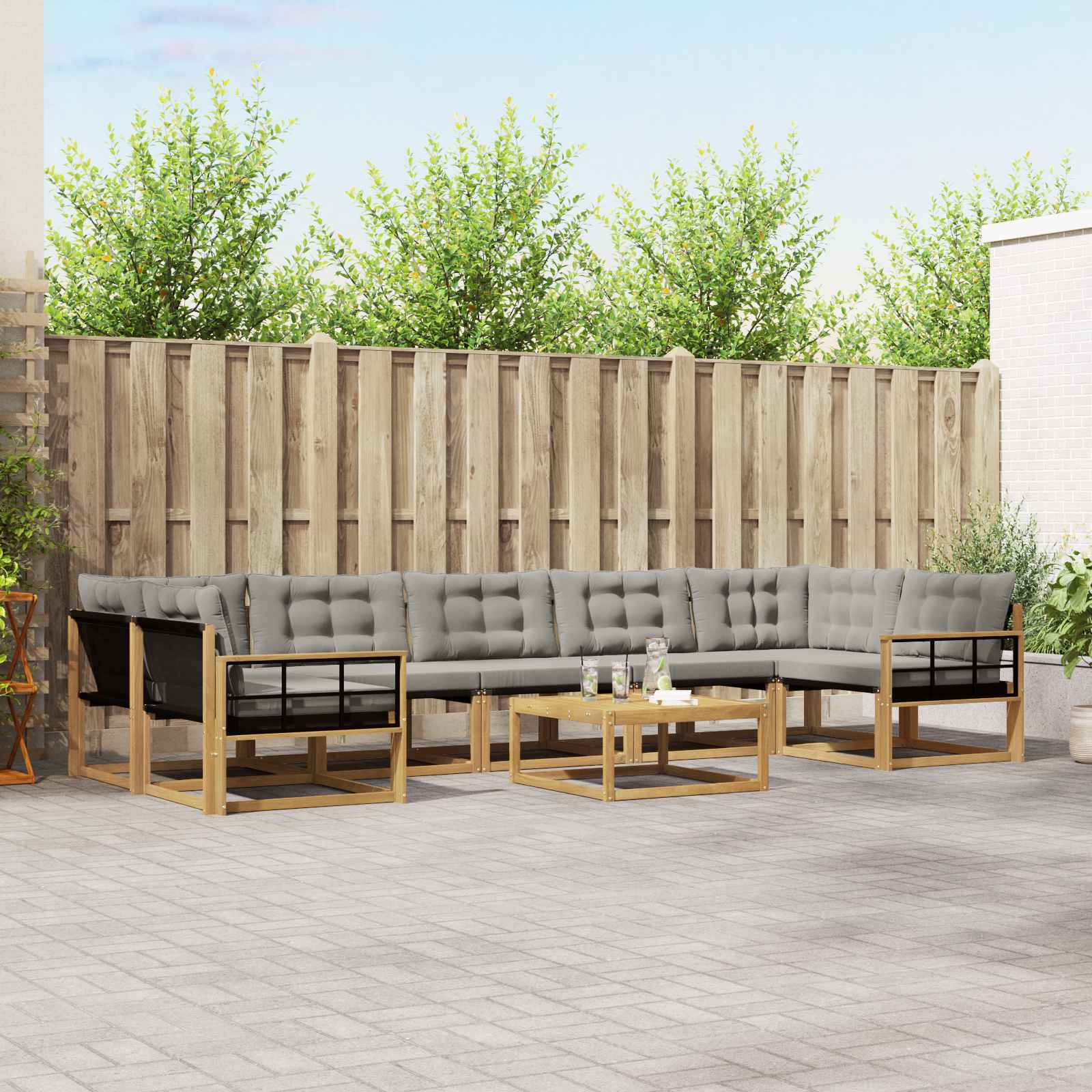 Outdoor-Sofagarnitur 8 stk. Weiß und Hellgrau