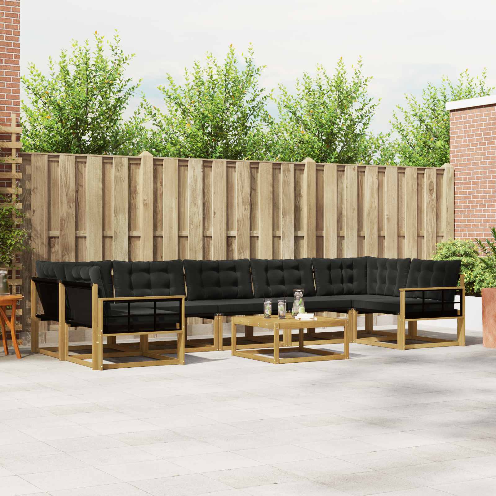 Outdoor-Sofagarnitur 8 stk. Weiß und Schwarz