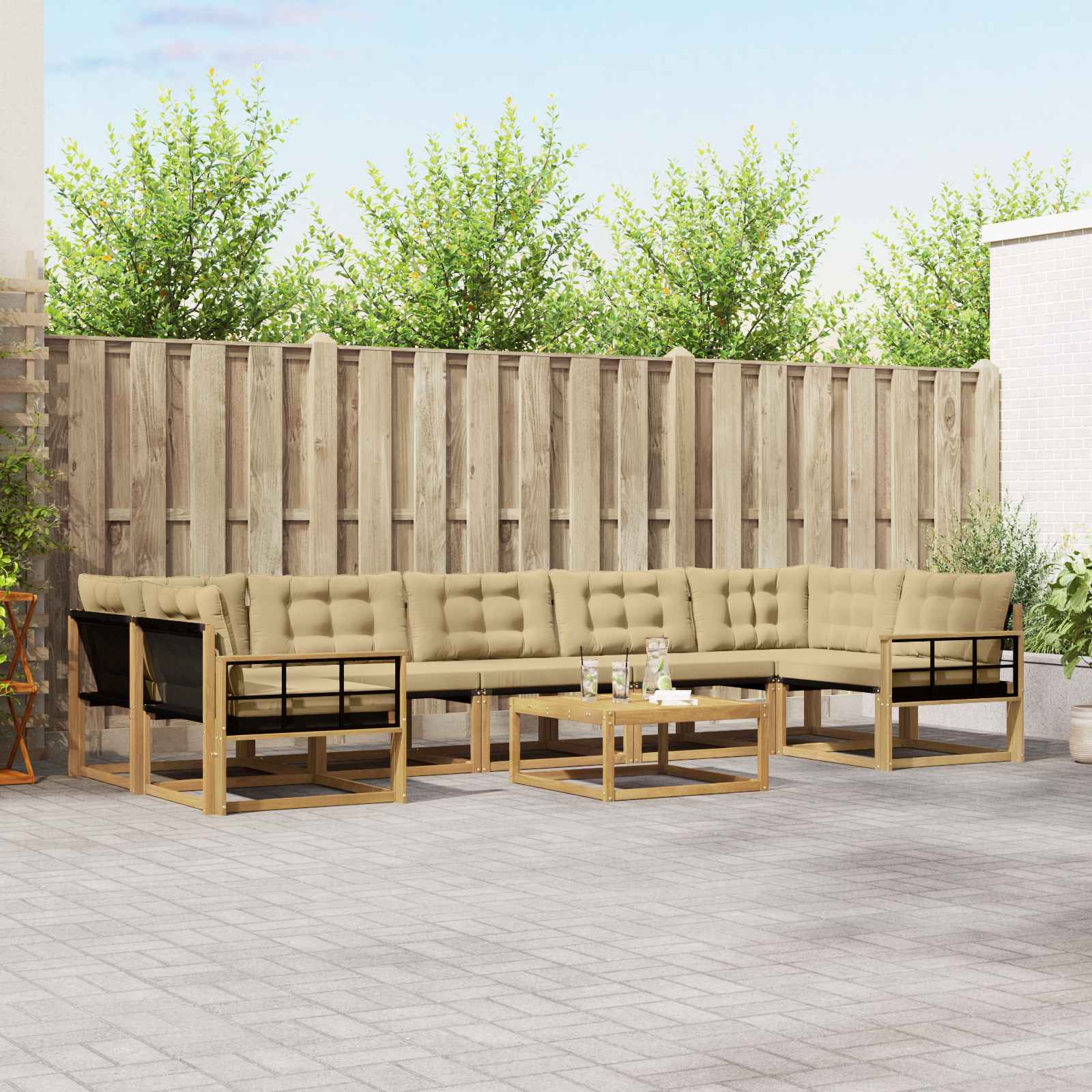 Outdoor-Sofagarnitur 8 stk. Weiß und Beige
