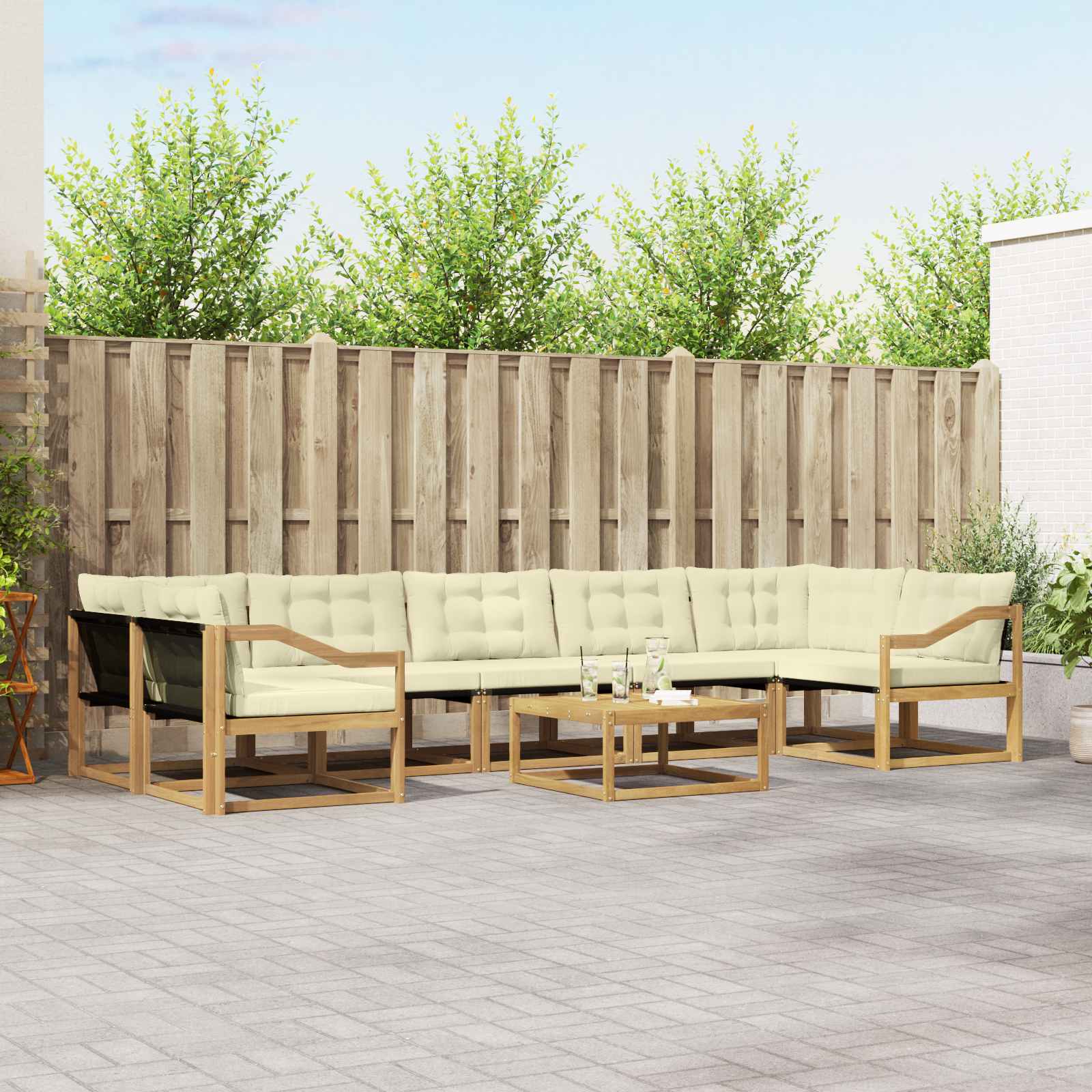 Outdoor-Sofagarnitur 8 stk. Weiß und Creme