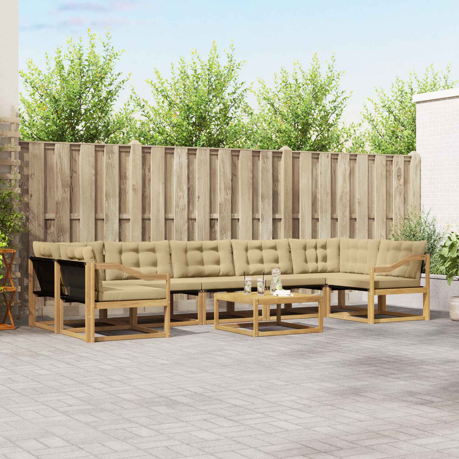Outdoor-Sofagarnitur 8 stk. Weiß und Beige